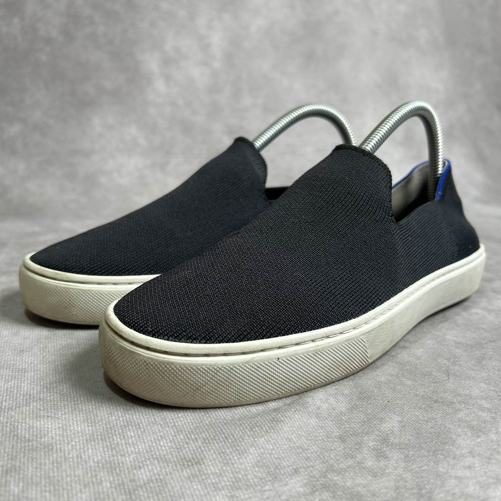 Rothy's The Original Slip On Womens Size 8.5 Shoes Black White Blue Sneakers